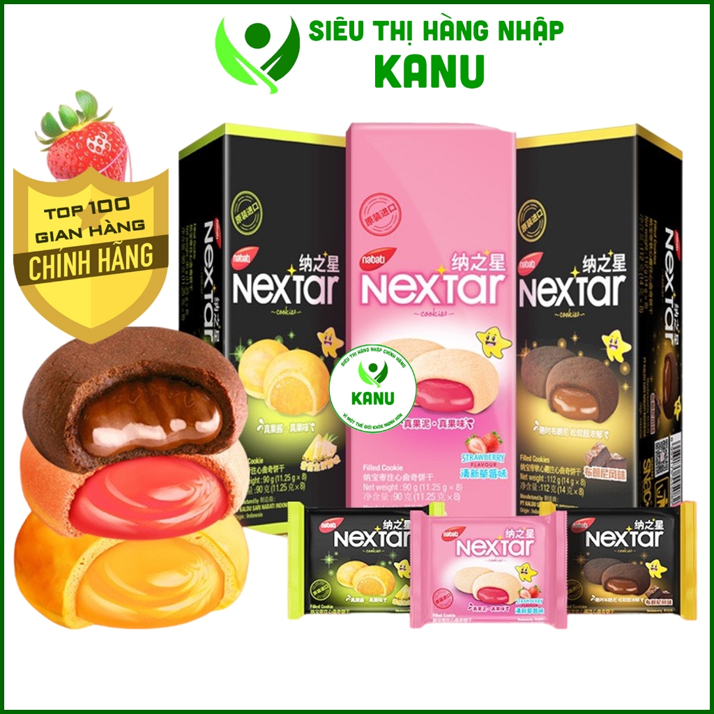 Bánh quy mềm socola Nextar 3 vị socola, dâu & dứa 90g siêu ngon