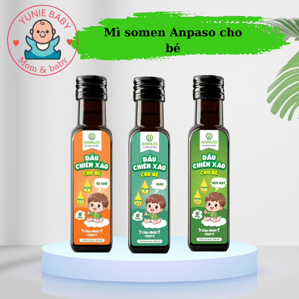 Dầu Chiên Xào Cho Bé Ăn Dặm Anpaso 100ml chịu nhiệt trên 200 độ C - Dầu oliu, óc chó, mix hạt