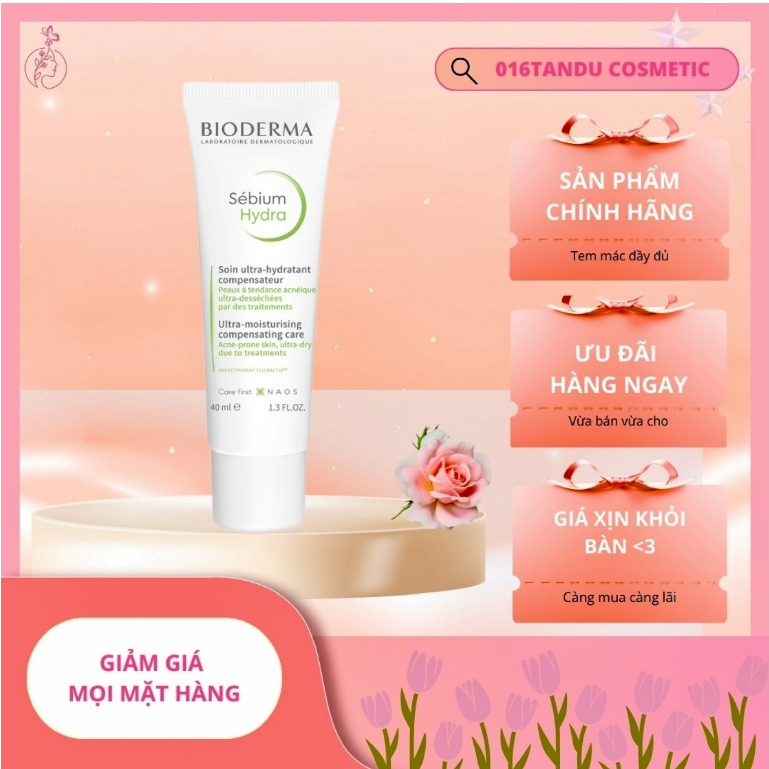 Bioderma Sebium Hydra - Kem dưỡng ẩm giảm khô căng, bong tróc cho da mụn 40ml