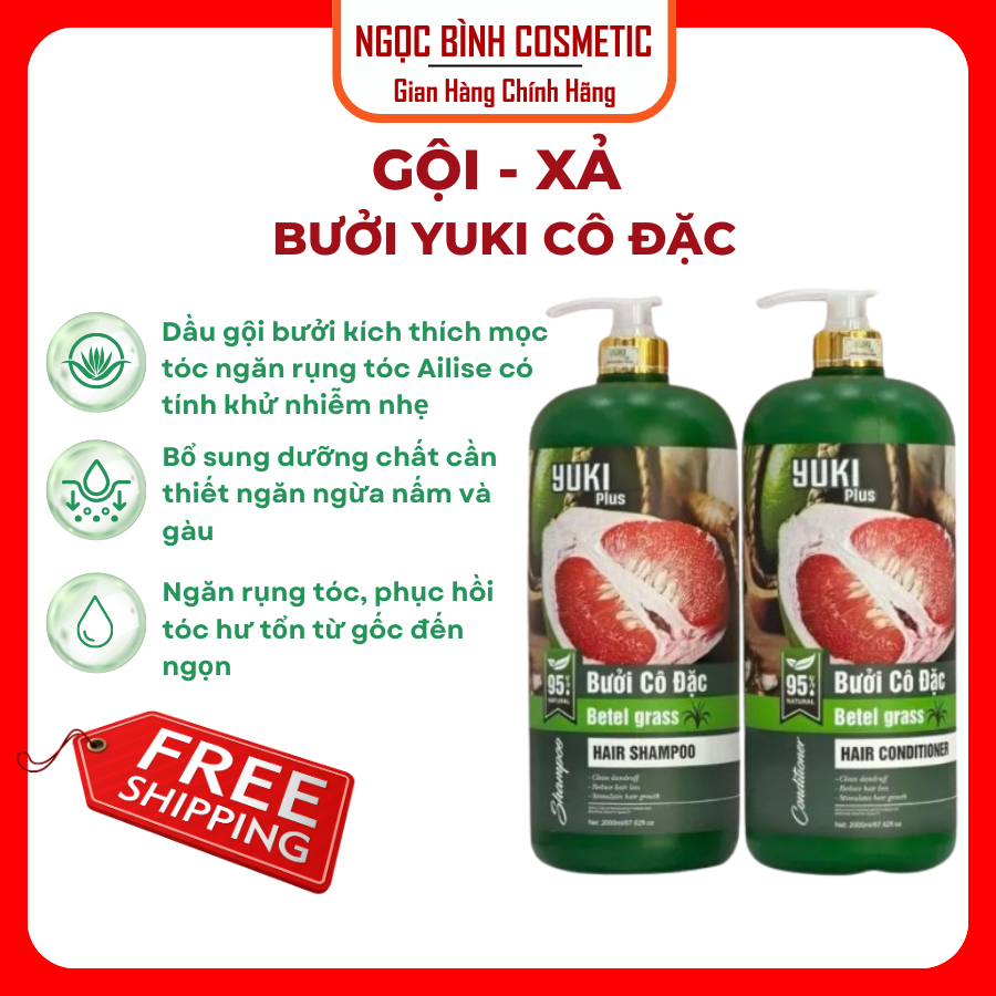 Cặp dầu gội-xả Bưởi YUKI plus cô đặc - kích thích mọc tóc ngăn rụng tóc