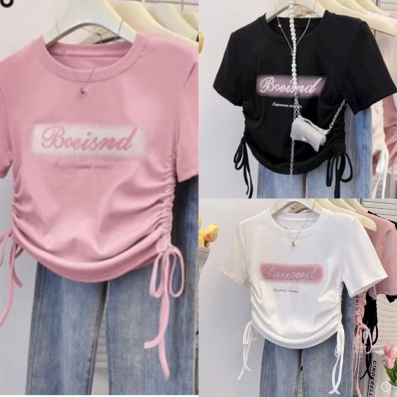 Áo Thun Nữ , Áo Thun Croptop Chữ Bosi