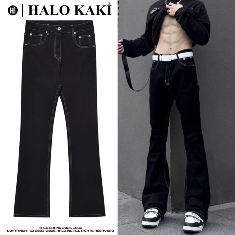 [FULL MÀU] JEANS LOE ĐEN/TRẮNG DOUYING - Quần jeans ống loe phong cách douying flare trơn loe nhẹ unisex halo kaki | BigBuy360 - bigbuy360.vn