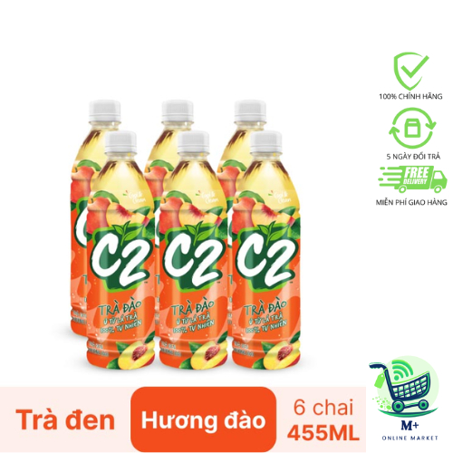 (1 Lốc 6 Chai) Trà Xanh C2 Hương Đào, Hương Chanh 445ml