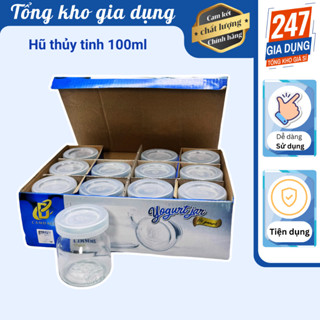 Hũ sữa chua thuy tinh, bộ 12 hũ thủy tinh làm sữa chua, hủ thủy tinh đựng yến chưng