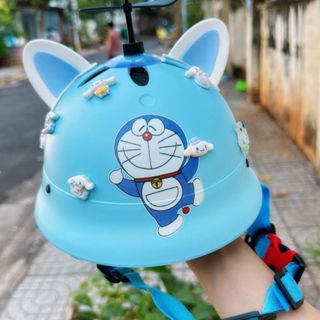 Mũ Bảo Hiểm Cute Tặng Đầy Đủ Phụ Kiện-Nón Bảo Hiểm Trẻ Em Đội Đầu Doremon