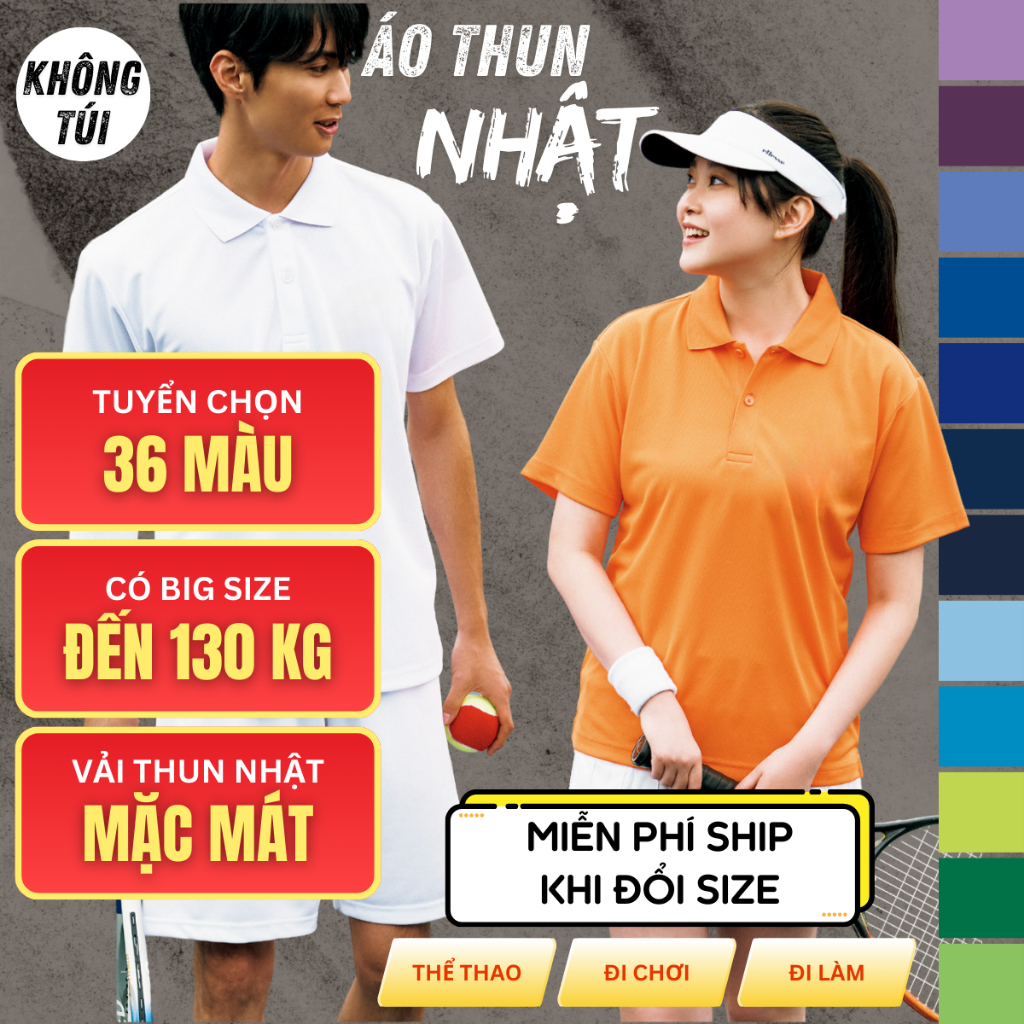 Áo Thun Polo Nhật Không Túi Nam/Nữ Form Rộng 38 - 130Kg - Thun Nhật Cao Cấp - Chống Nắng - Mặc Mát - Bền Màu| MÀU DỊU ÊM | BigBuy360 - bigbuy360.vn