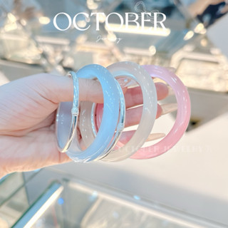  Set vòng đá mắt mèo ánh bạch nguyệt quang mix vòng bạc trơn hot OCTOBER JEWELRY 