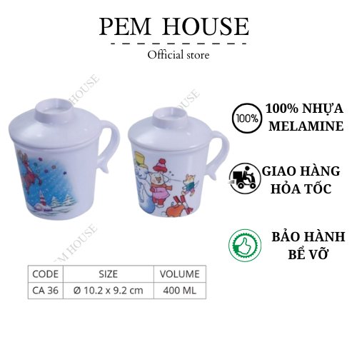 Ca Nhựa Melamine Có Nắp Hoa Văn Ngẫu Nhiên - CA36