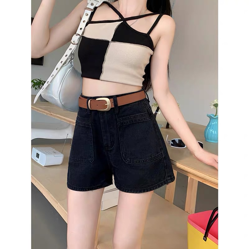 Quần Short Denim Chauzi Lưng Cao Phối Túi Trước Kèm Đai Cho Nữ Cao Cấp Phong Cách Thời Trang Hàn Quốc QD247 BIGSIZE | BigBuy360 - bigbuy360.vn