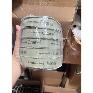 Ruy băng chữ ép nhũ - CHANEL- 2.5cm, 1 cuộn