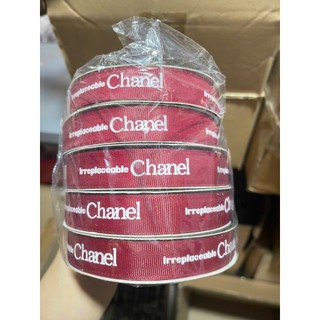 Ruy băng chữ ép nhũ - CHANEL- 2.5cm, 1 cuộn