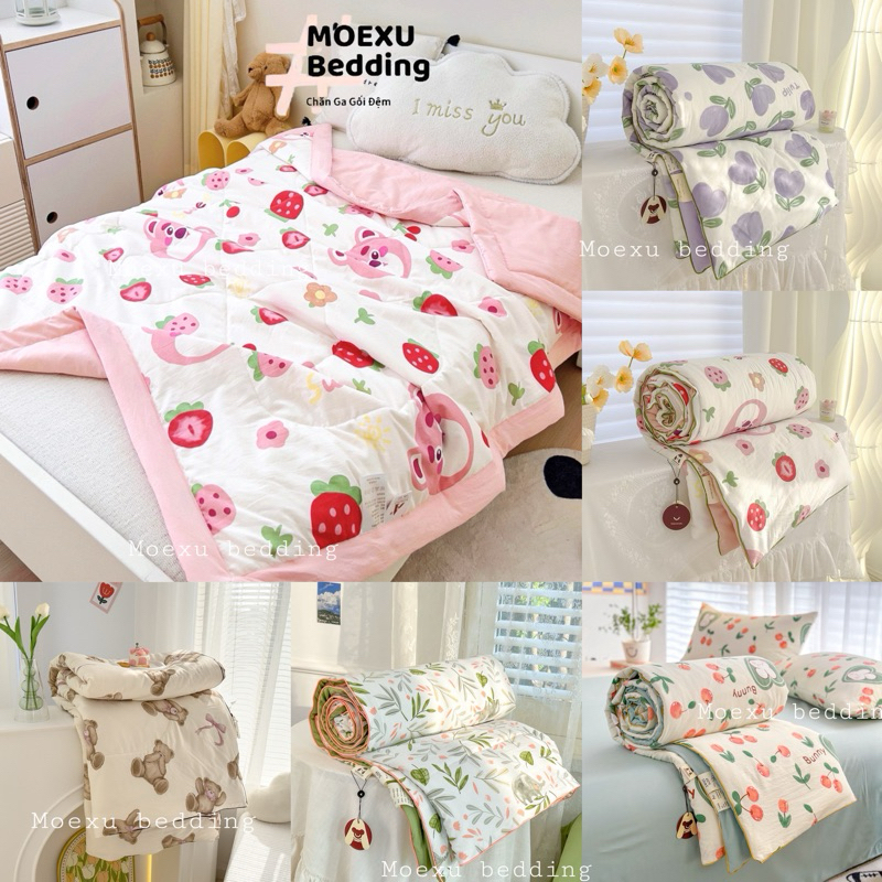 Chăn cotton đũi 3 lớp  1m8x2m mềm mịn chăn đũi xơ đậu lành