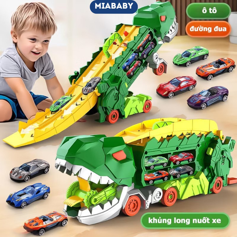 Đồ chơi xe khủng long nuốt ô tô MIABABY