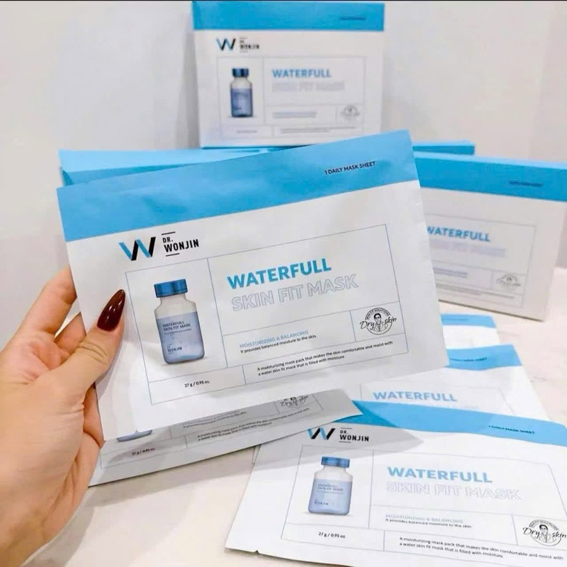 [HSD T3/2026] Set 5Miếng Mặt Nạ Cấp Nước Phục Hồi Giảm Sưng Viêm Mụn WonJin Waterfull Skin Fit Mask 