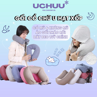 Gối Cổ Chữ U Hạt Xốp UCHUU Gối Kê Chống Mỏi Cổ Cao Gối Văn Phòng Đi Xe Ô Tô Máy Bay Du Lịch Có Mũ