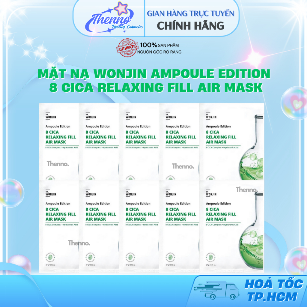 Combo 10 Mặt Nạ Siêu Tinh Chất Phục Hồi Wonjin 8 CICA Relaxing Fill Air 27g (Không Hộp)