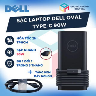 Sạc Laptop Dell Type C 90W 19.5V - 4.62A Kèm Dây Nguồn Hình Oval Dell Vostro Inspiron Chromebook Latitude Precision XPS