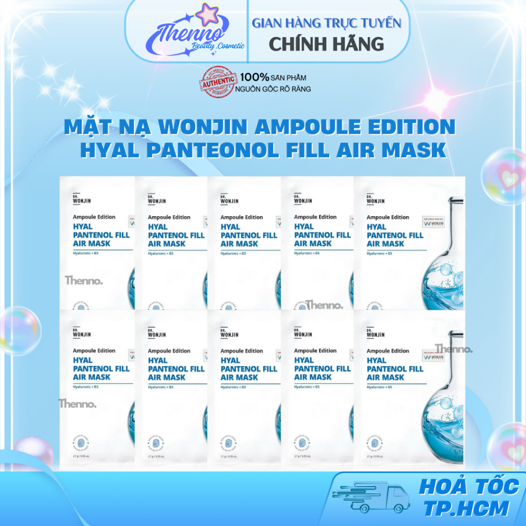 Combo 10 Mặt Nạ Siêu Tinh Chất Cấp Ẩm WonJin Ampoule Edition Hyal Panthenol Fill Air Mask 27g (Không