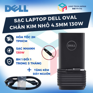 Sạc Laptop Dell Chân Kim Nhỏ 4.5 mm 130W 20V - 6.5A – Kèm Dây Nguồn Hình Oval Dell Precision Inspiron Latitude XPS