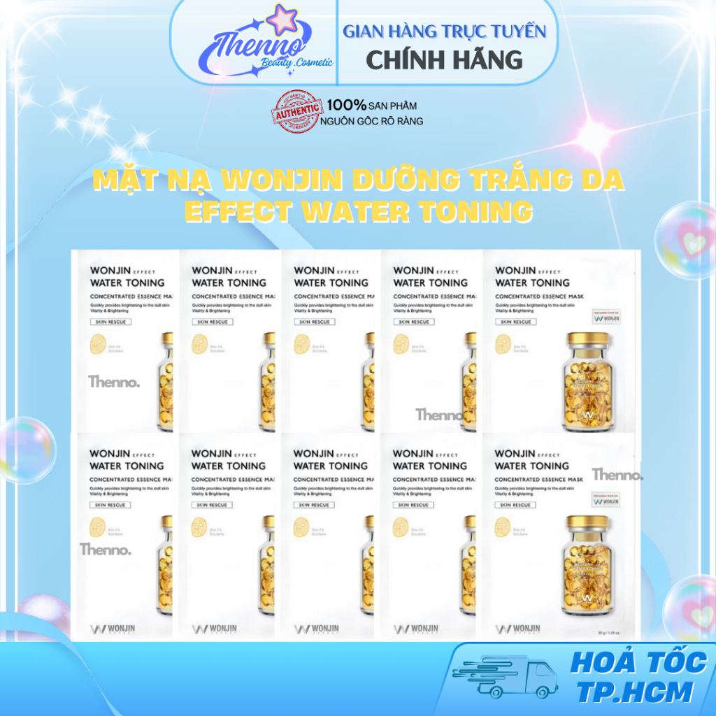 Combo 10 Mặt Nạ Dưỡng Trắng Chuyên Sâu WonJin Effect Water Toning Mask 30g x 10 Hàn Quốc
