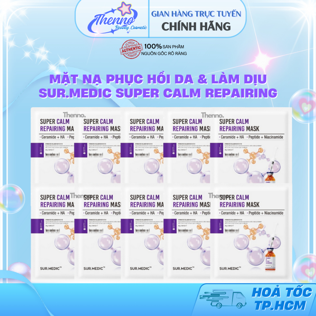Combo 10 Mặt Nạ Siêu Phục Hồi Làm Dịu Da Sur.Medic Super Calm Repairing Mask 28g Hàn Quốc