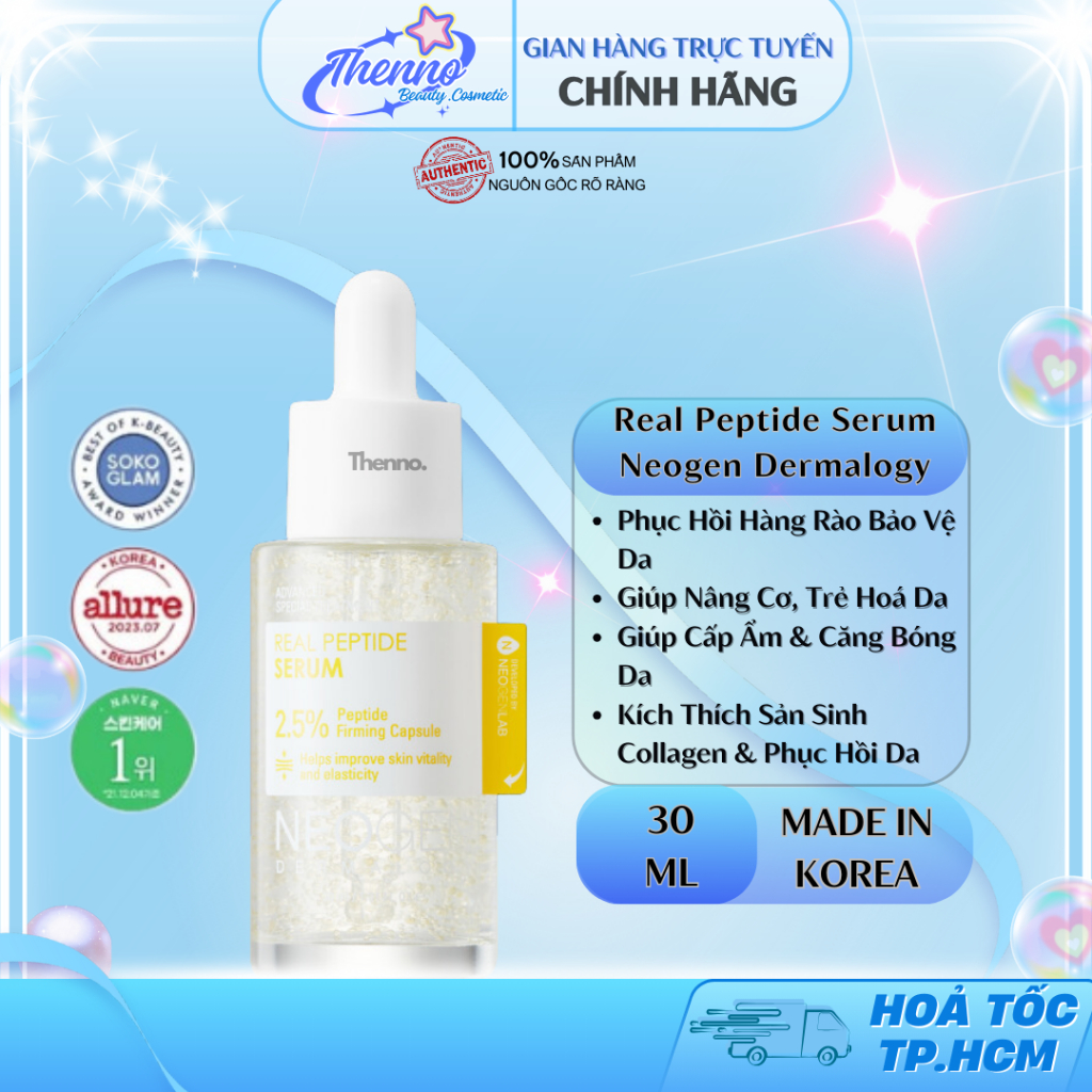 Serum Phục Hồi Trẻ Hoá Da 2,5% Peptide Sinh Học Neogen Dermalogy Real Peptide Serum 30ml Hàn Quốc