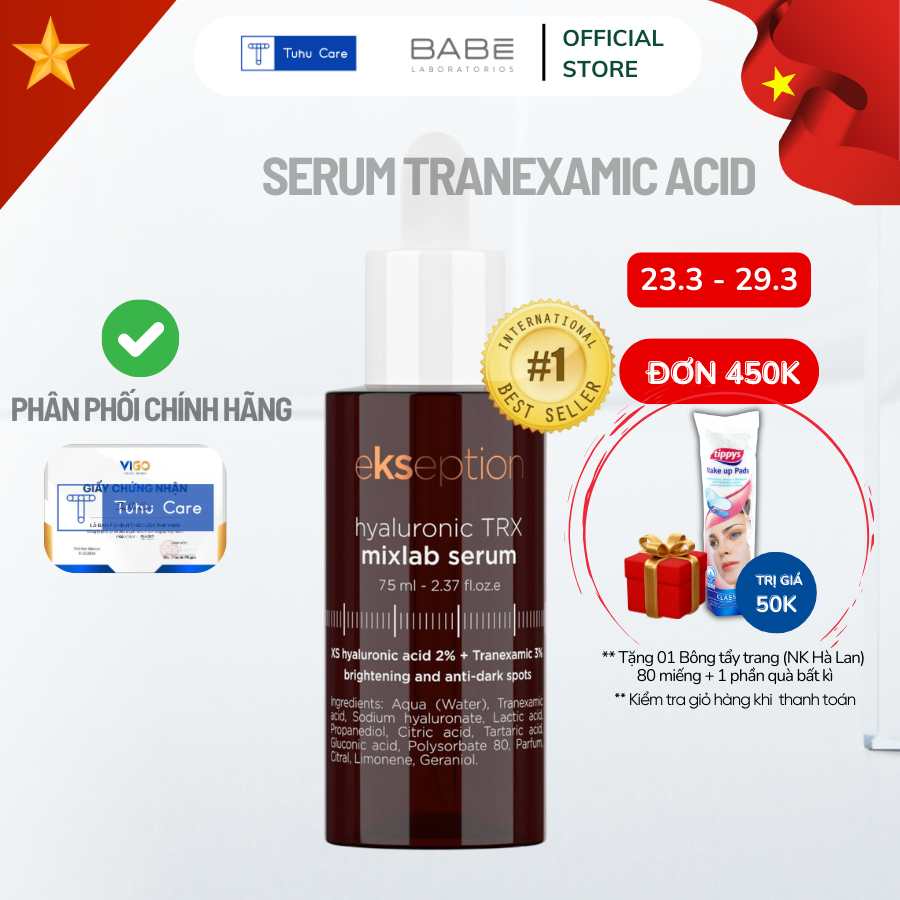 Ekseption TRX 75ml serum làm sáng và đều màu da Hyaluronic TRX 75ml HA + 3% Tranexamic acid