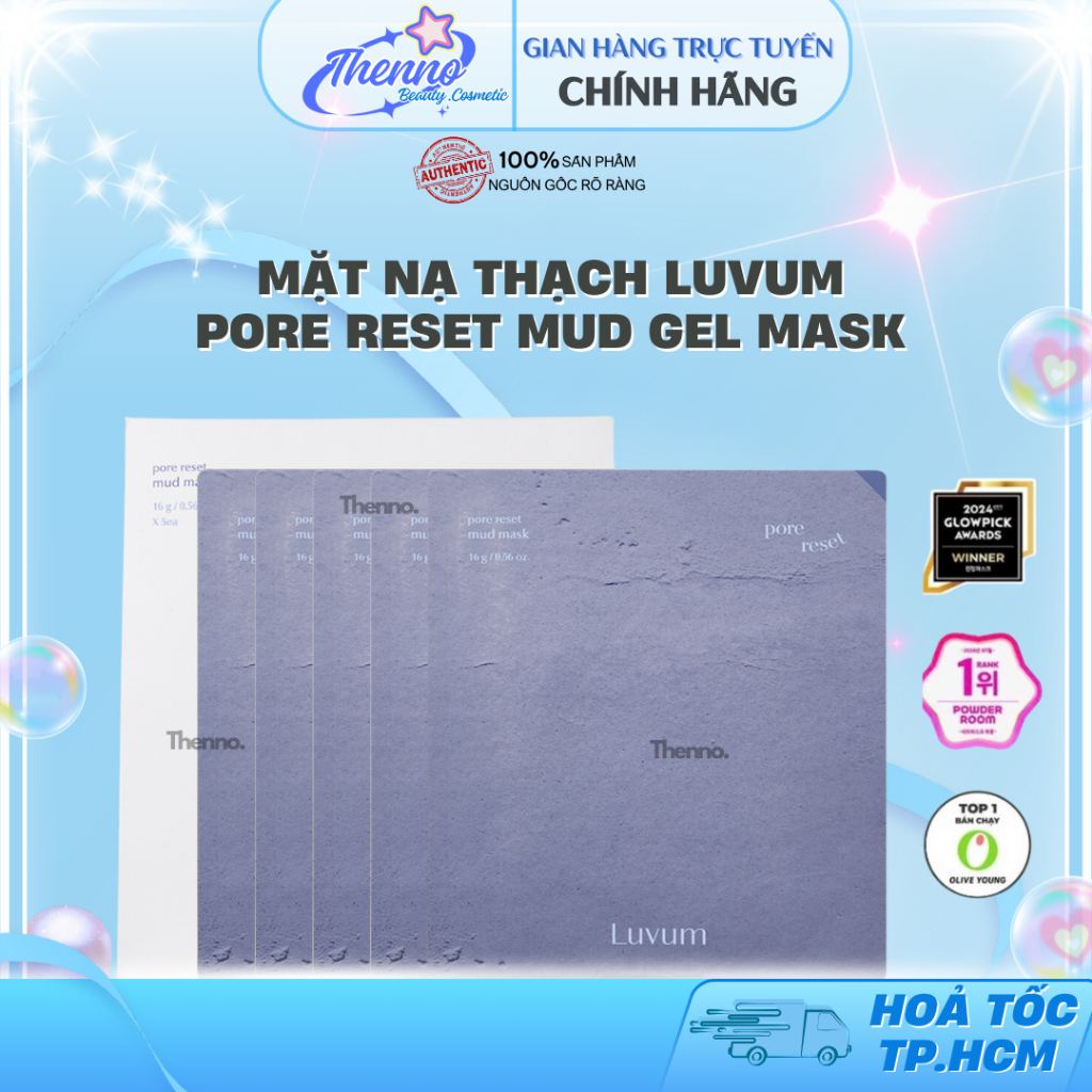 Hộp 5 Mặt Nạ Thạch Bùn Luvum Giúp Làm Sạch Thu Nhỏ Lỗ Chân Lông Luvum Pore Reset Mud Mask 33g
