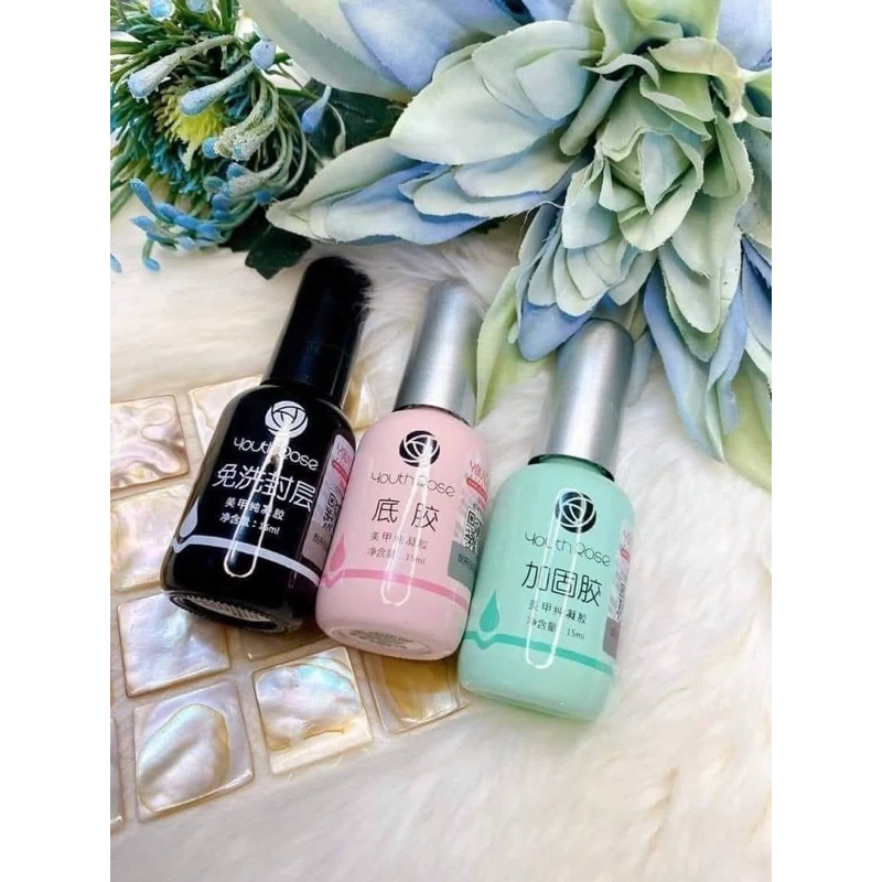 Bộ Base, Top, Cứng Móng Hoa Hồng 15ml Hàng Chuẩn Chính Hãng - bộ sơn liên kết bóng cứng móng làm nai