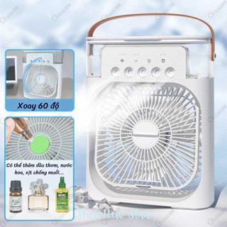 Quạt Điều Hòa Phun Sương Hơi Nước Mini Để Bàn 3 Chế Độ Tích Hợp Led, Quạt Phun Sương Mini