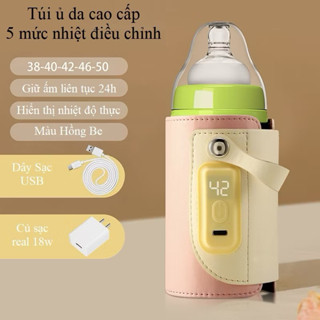 Túi ủ bình sữa di động USB bằng da hiển thị nhiệt độ, điều chỉnh 5 mức 1 đổi 1 trong 7 ngày
