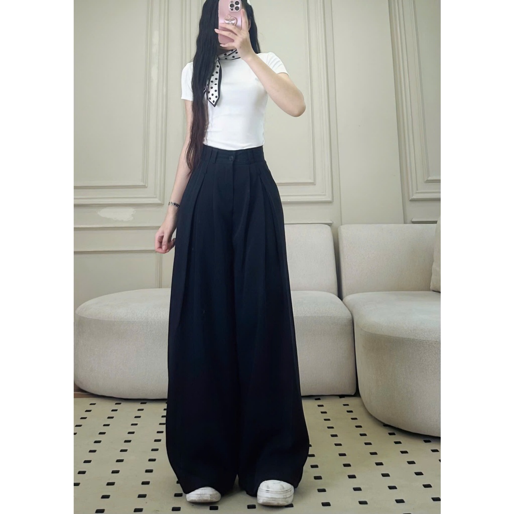 Quần tây công sở ống suông ly to Hari chất GOLD ống rộng dài chùm phủ chân nhiều màu | BigBuy360 - bigbuy360.vn