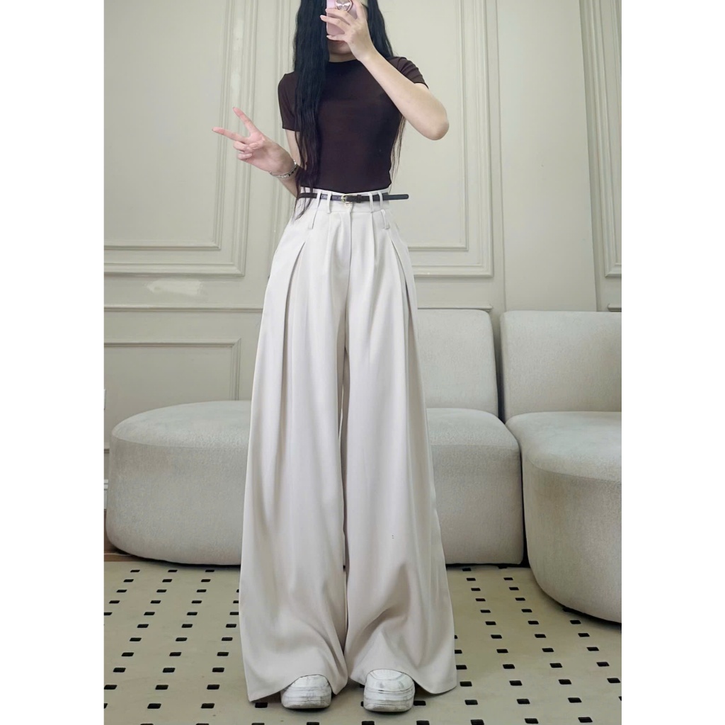 Quần tây công sở ống suông ly to Hari chất GOLD ống rộng dài chùm phủ chân nhiều màu | BigBuy360 - bigbuy360.vn
