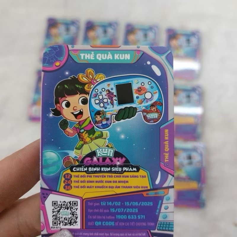 Thẻ đổi quà Kun Galaxy mới nhất 2025, đổi phi thuyền trò chơi, bình nước đa nhiệm, loa khuếch đại âm