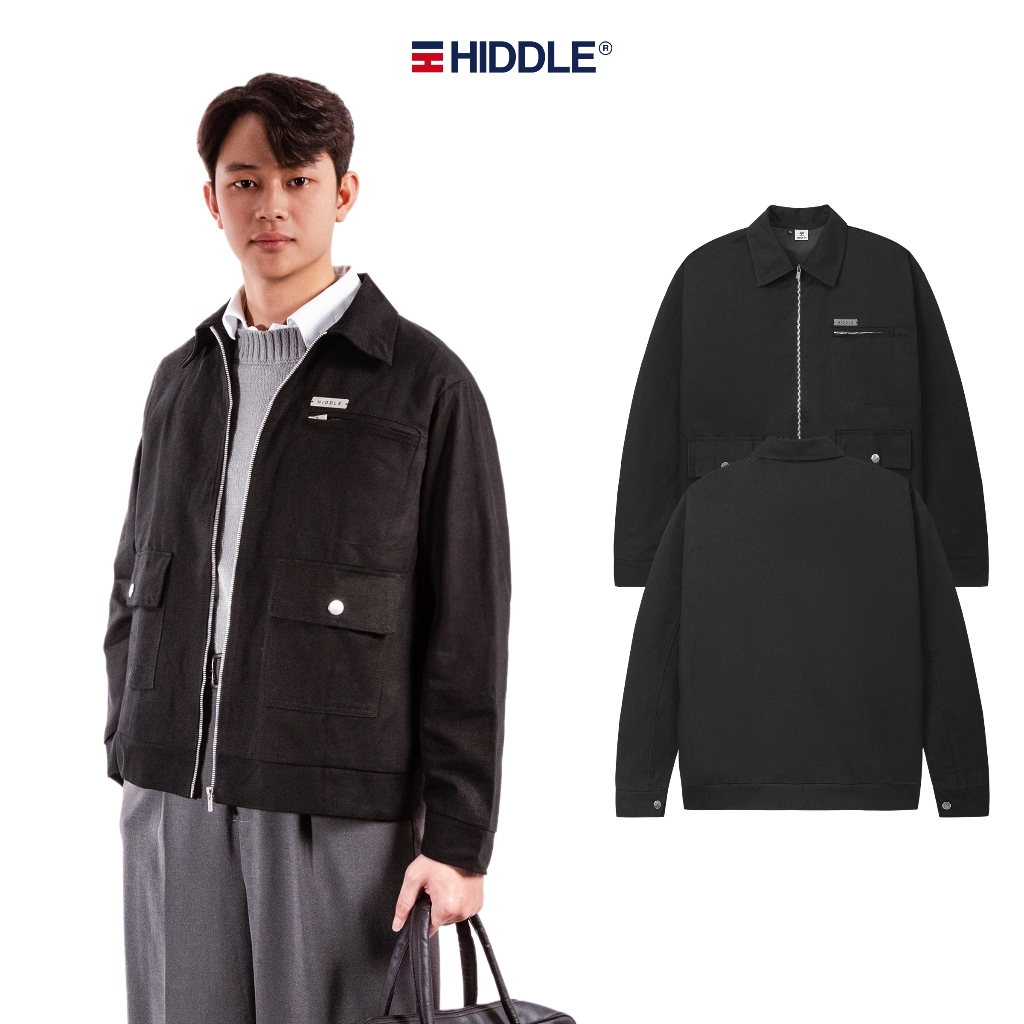 Áo khoác nam kaki hàng hiệu cao cấp HIDDLE nhiều size, màu đen 2 lớp sang trọng | H9-AK4