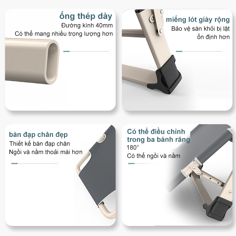 Ghế xếp thư giãn, Ghế lười gấp thành giường Gấp Gọn -Kèm nệm gối cao cấp -Nhôm chịu 400kg | BigBuy360 - bigbuy360.vn