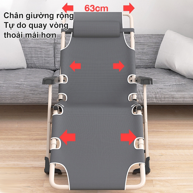 Ghế xếp thư giãn, Ghế lười gấp thành giường Gấp Gọn -Kèm nệm gối cao cấp -Nhôm chịu 400kg | BigBuy360 - bigbuy360.vn