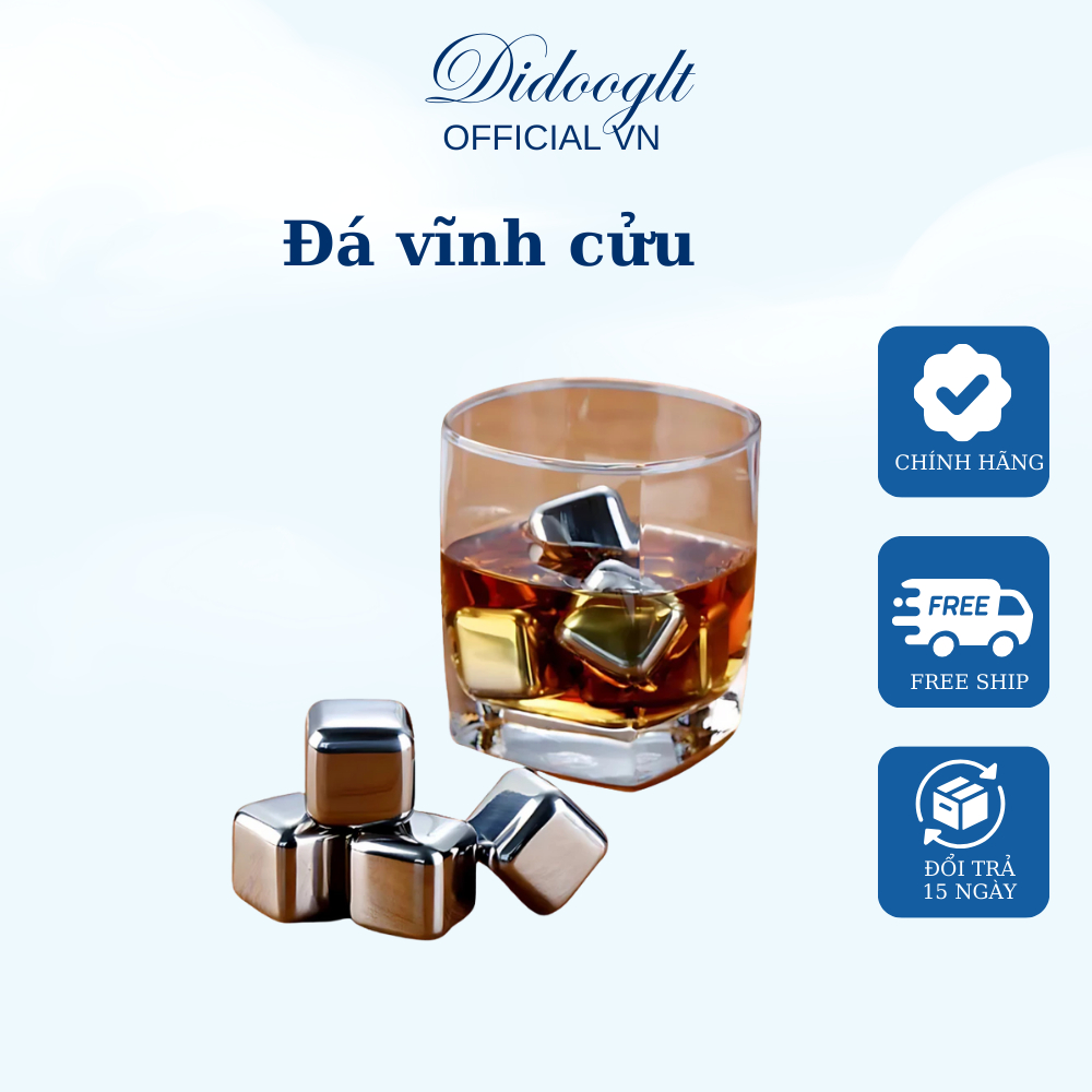 Đá vĩnh cửu DIDOOGLT không tan trong nước hộp 6 viên, 8 viên đá INOX304 không mùi, không độc hại an toàn khi sử dụng