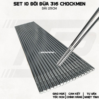  Bộ 10 Đôi Đũa Chockmen  inox 316  - đũa chống trượt thức ăn 