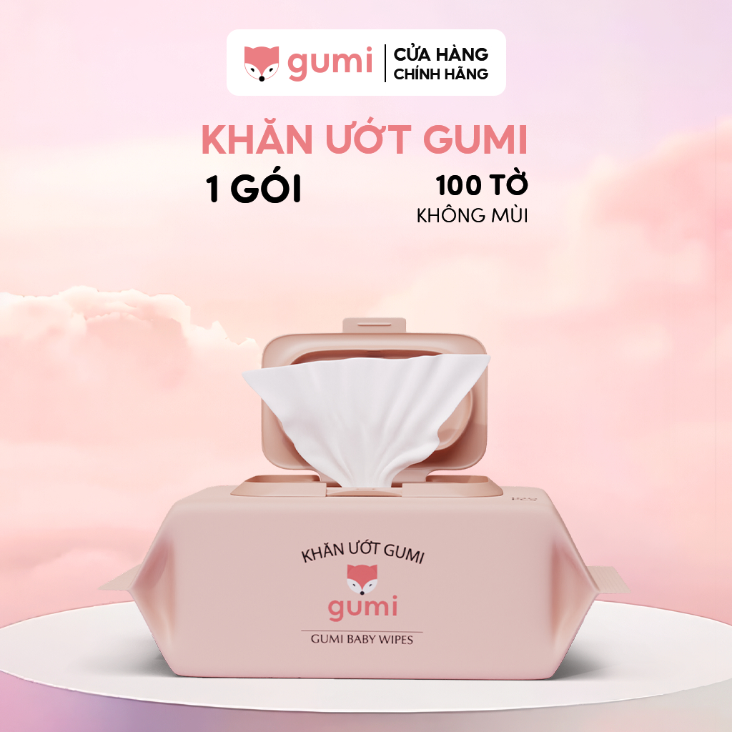 Gói khăn giấy ướt Gumi 100 tờ không mùi cho bé khăn ướt khăn lau em bé