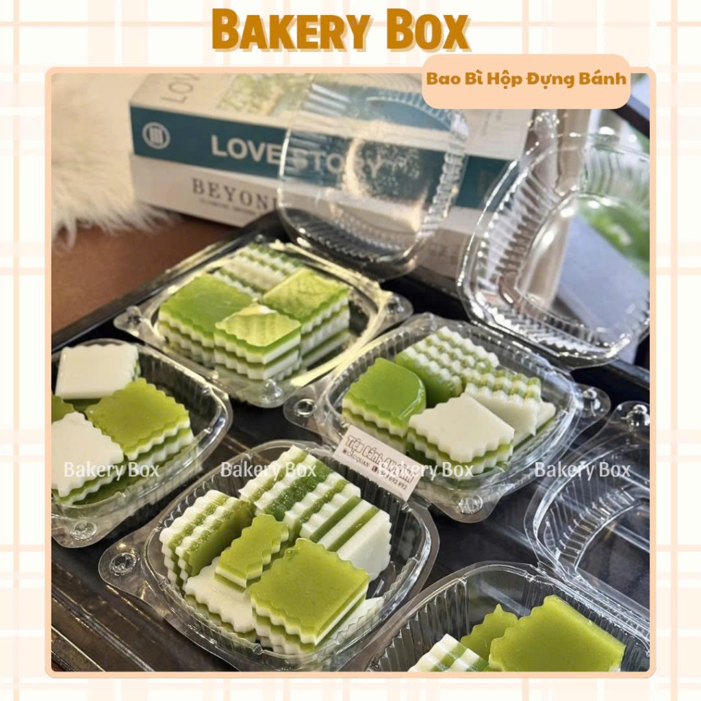 100 Hộp Nhựa Tai Gấu Nhỏ Đựng Bánh Hamburger, Rau Câu, Su Dai (H128)