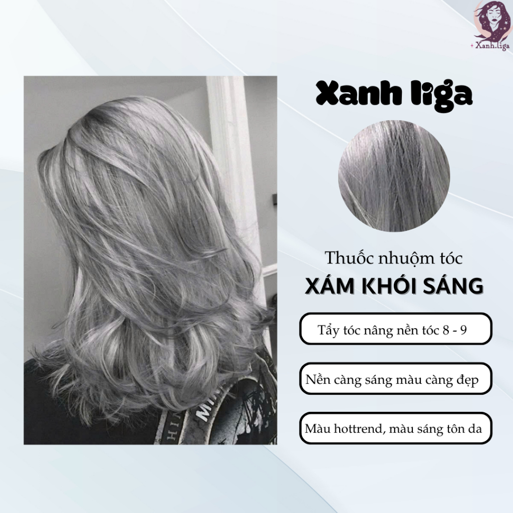 thuốc nhuộm tóc xám khói sáng cần tẩy tóc + tặng kèm oxy trợ dưỡng