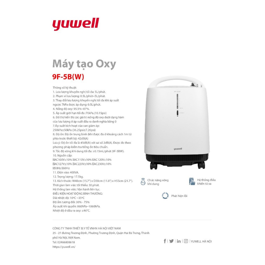 MÁY TẠO OXY YUWELL 5 LÍT KÈM KHÍ DUNG 9F-5BW