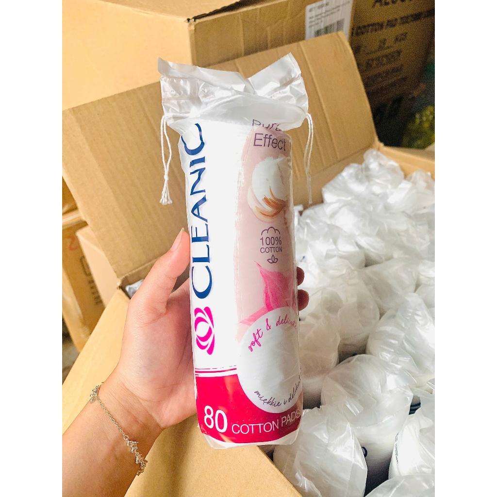 Bông Tẩy Trang CLEANIC 100% Cotton 80 Miếng