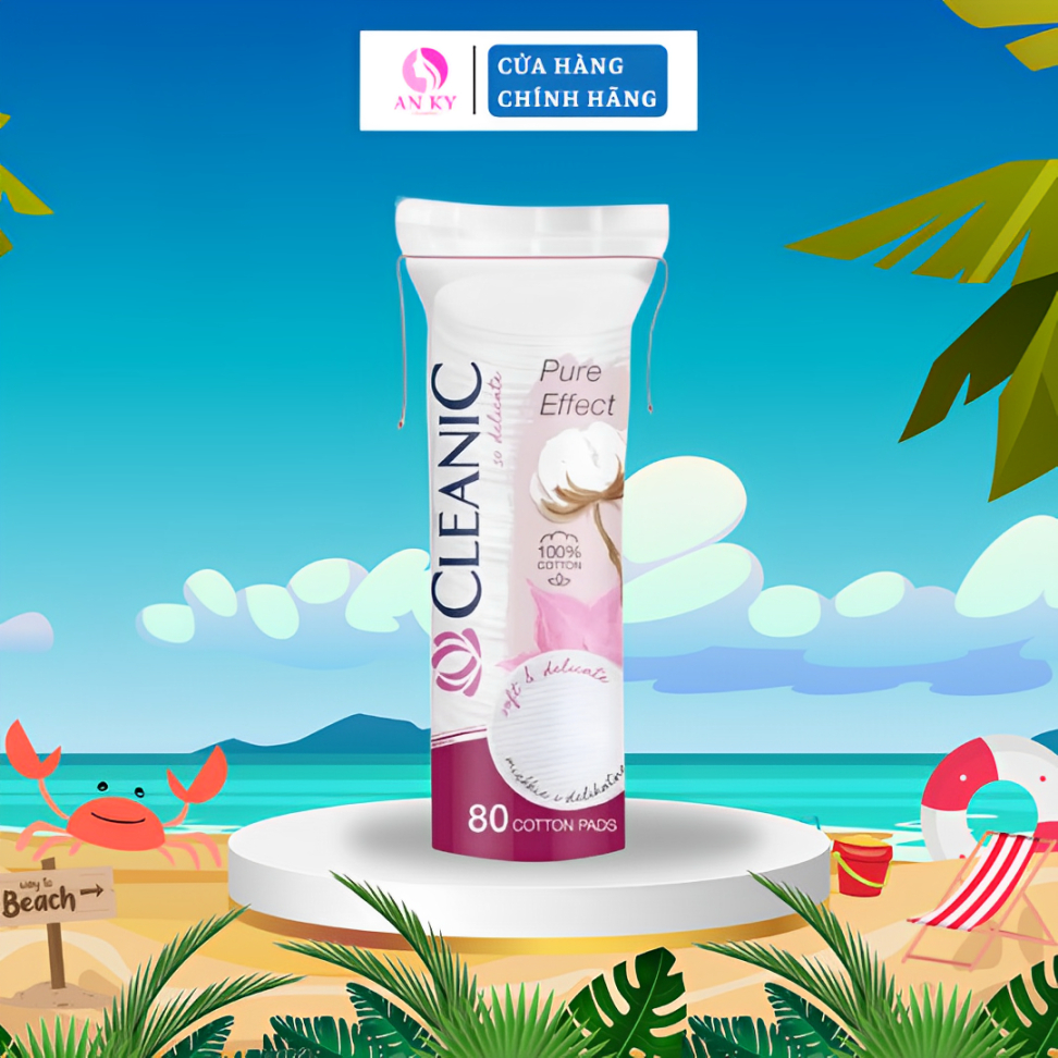 Bông Tẩy Trang CLEANIC 100% Cotton 80 Miếng