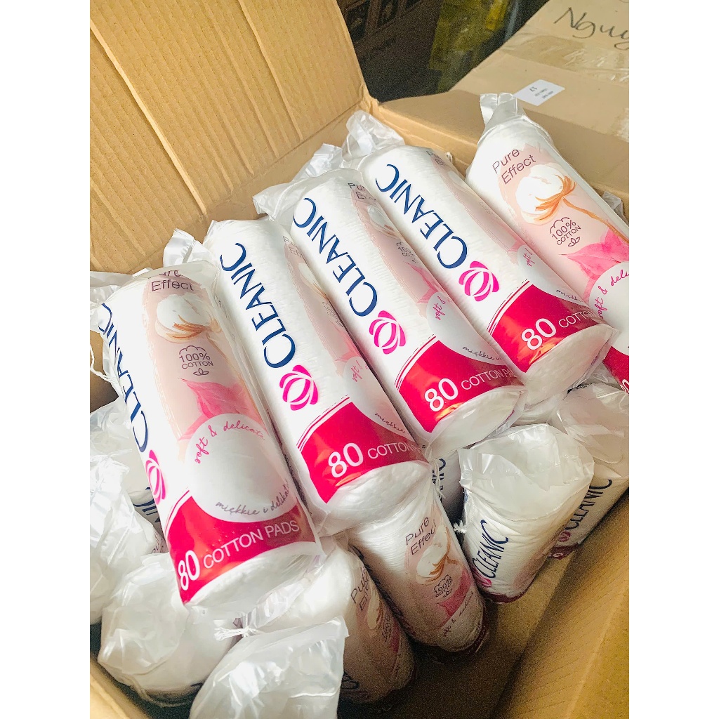 Bông Tẩy Trang CLEANIC 100% Cotton 80 Miếng