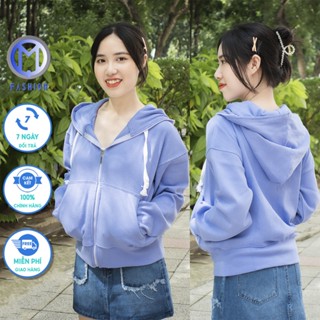 Áo khoác nữ chống nắng có mũ form rộng M Fashion thun gân cotton cao cấp đi học đi chơi