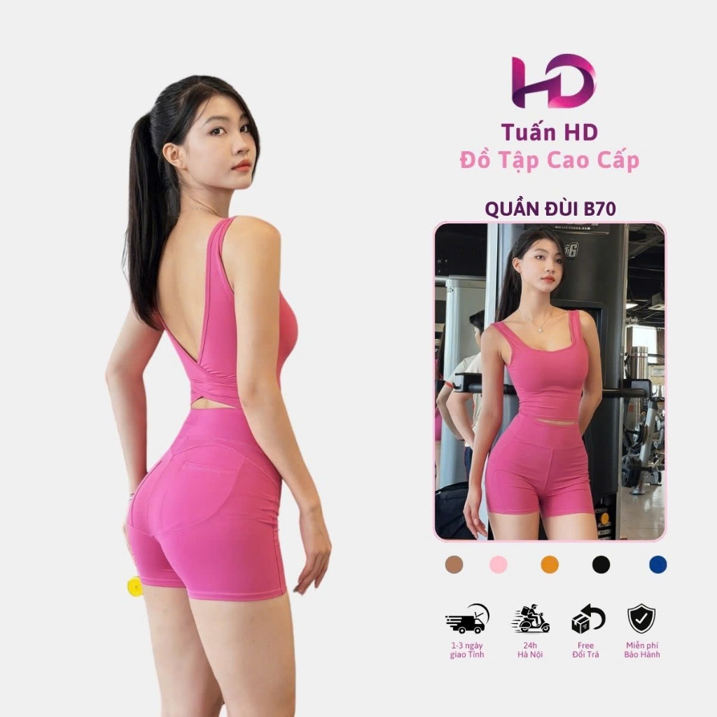 Quần đũi vừa nữ, model: 99079.1.B70 Quần Đùi B70 Nữ Tập Gym, Chất Liệu Vải Thun, Ôm Body Nâng Mông