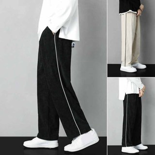 Quần Baggy Nhung Ống Rộng Nam Viền Sọc Cạp Chun Trẻ Trung, Quần Dài Kaki Unisex K