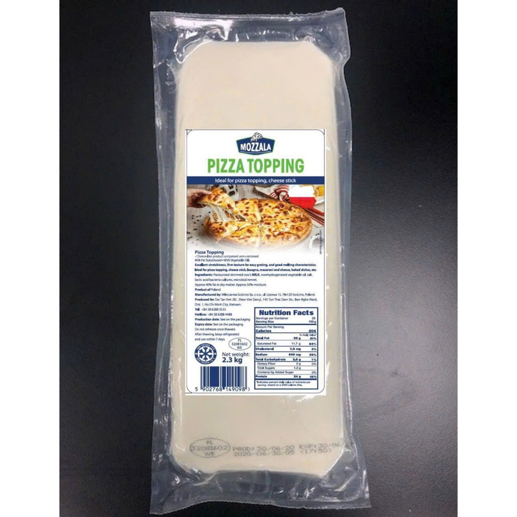 PHÔ MAI MOZZARELLA PIZZA TOPPING ARLA KHỐI 2,3KG(tphcm hỏa tốc)